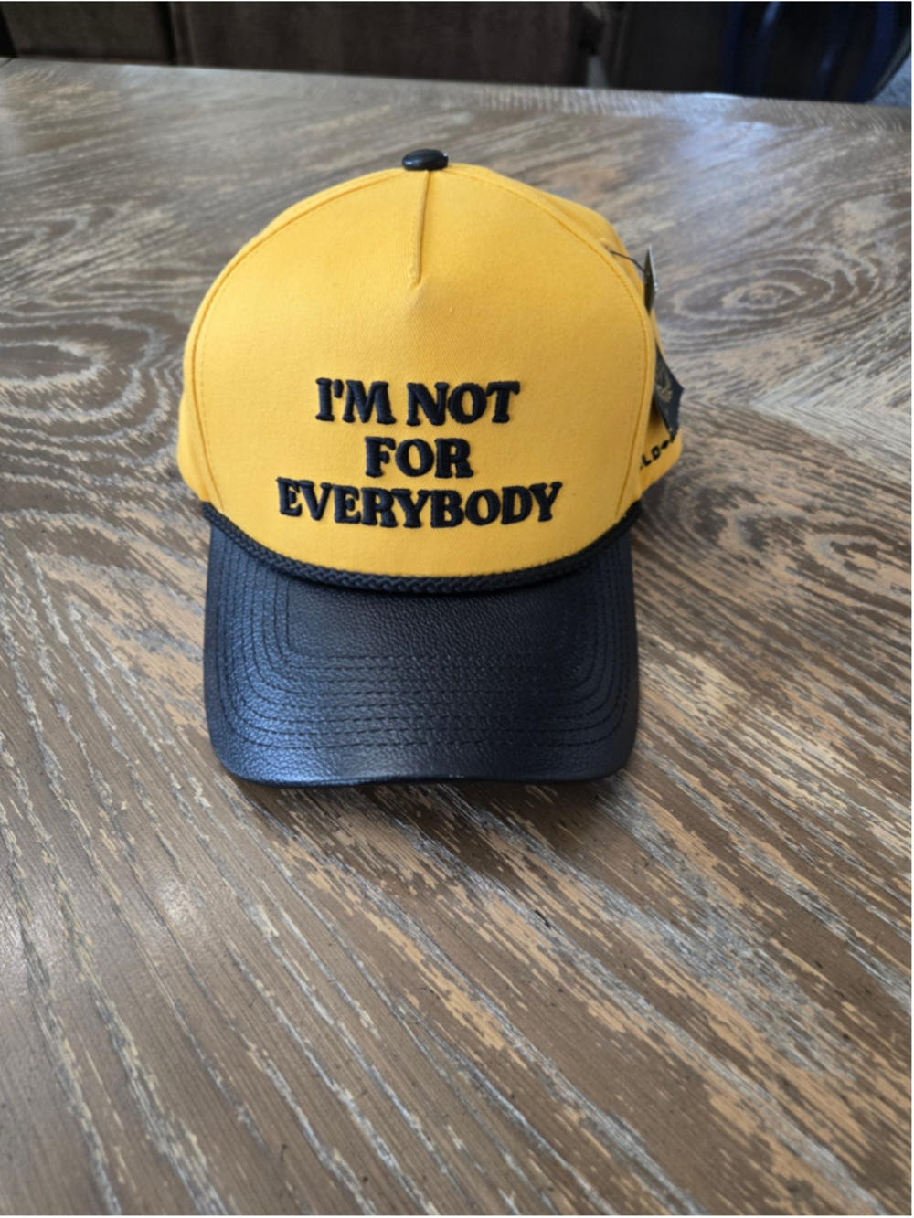 Field Grade I'm Not For Everybody Hat Yellow Black Caviar Leather NWT Snapback